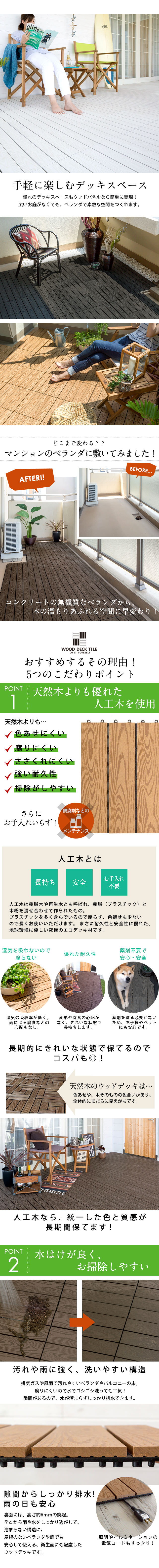 在庫処分価格※木目柄の人工木 ウッドデッキタイル[ストレートA