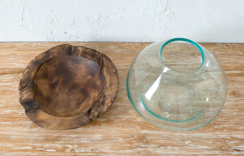 玉ねぎガラス　ガラスのオブジェ　メルトガラス　流木　ウッド　花器　花瓶　テラリウム　水槽　アクアリウム　　