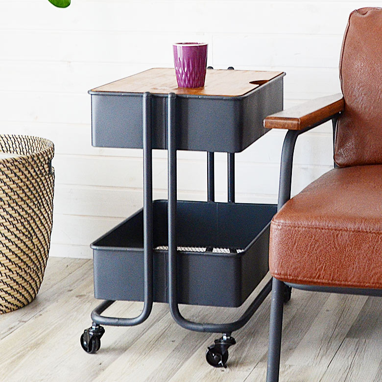 サイドテーブルにもなるワゴン(91072)【生活雑貨のELEMENTS本店