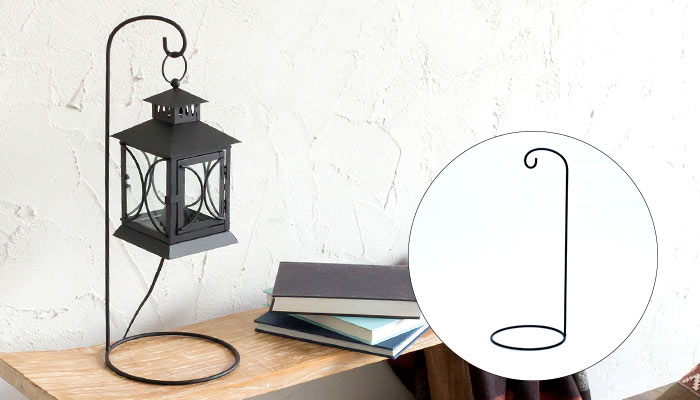 ロートアイアンのランタンスタンド[カーブタイプ][64420]※スタンドのみ