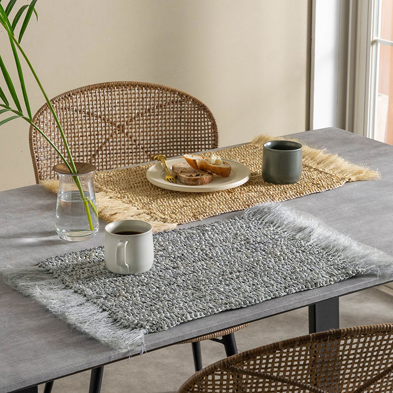 ランチョンマット 天然素材 ラフィア フリンジ付き 60cm × 34cm ランチ