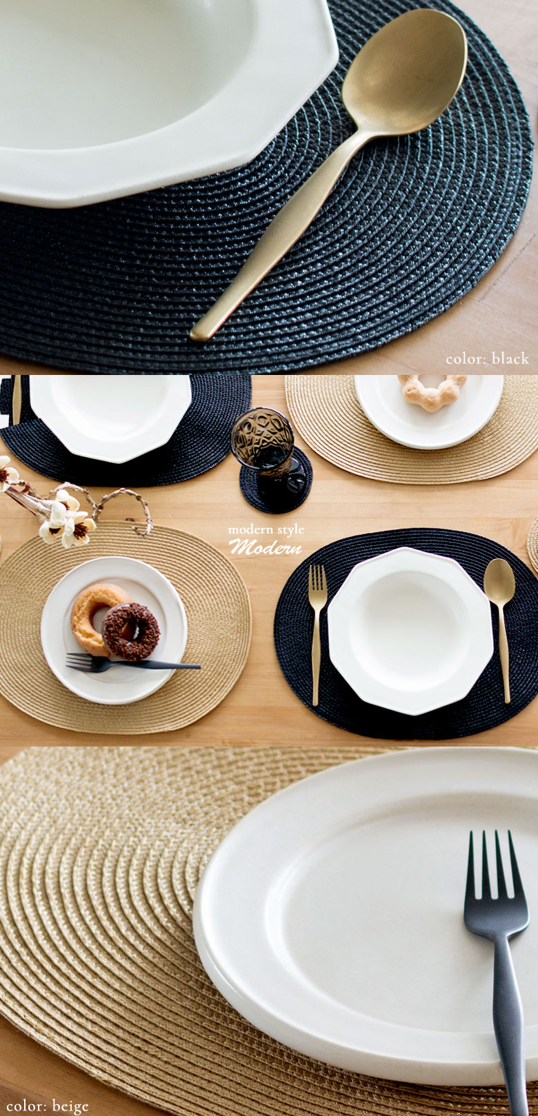 メール便対応】ランチョンマット オーバル [1枚] 4色展開 [o-602