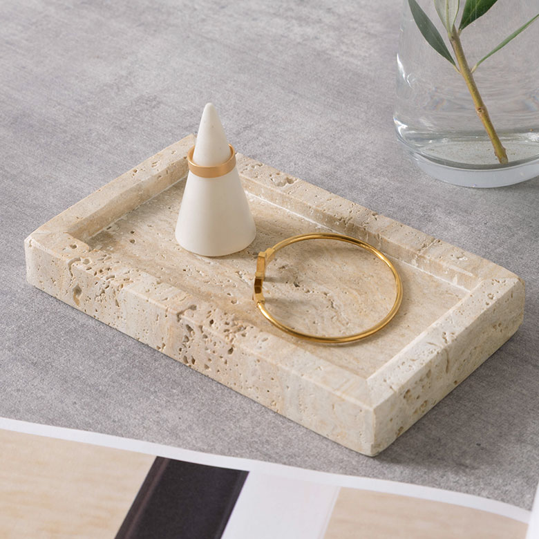 天然大理石シリーズMARVERA（マーヴェラ）のトラバーチンの小物入れトレイSサイズ