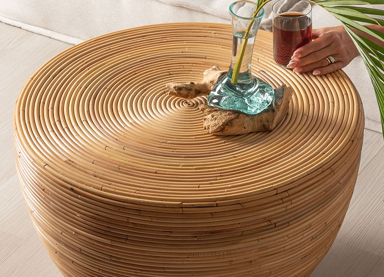 一本のラタンを巻き上げる、スパイラル構造