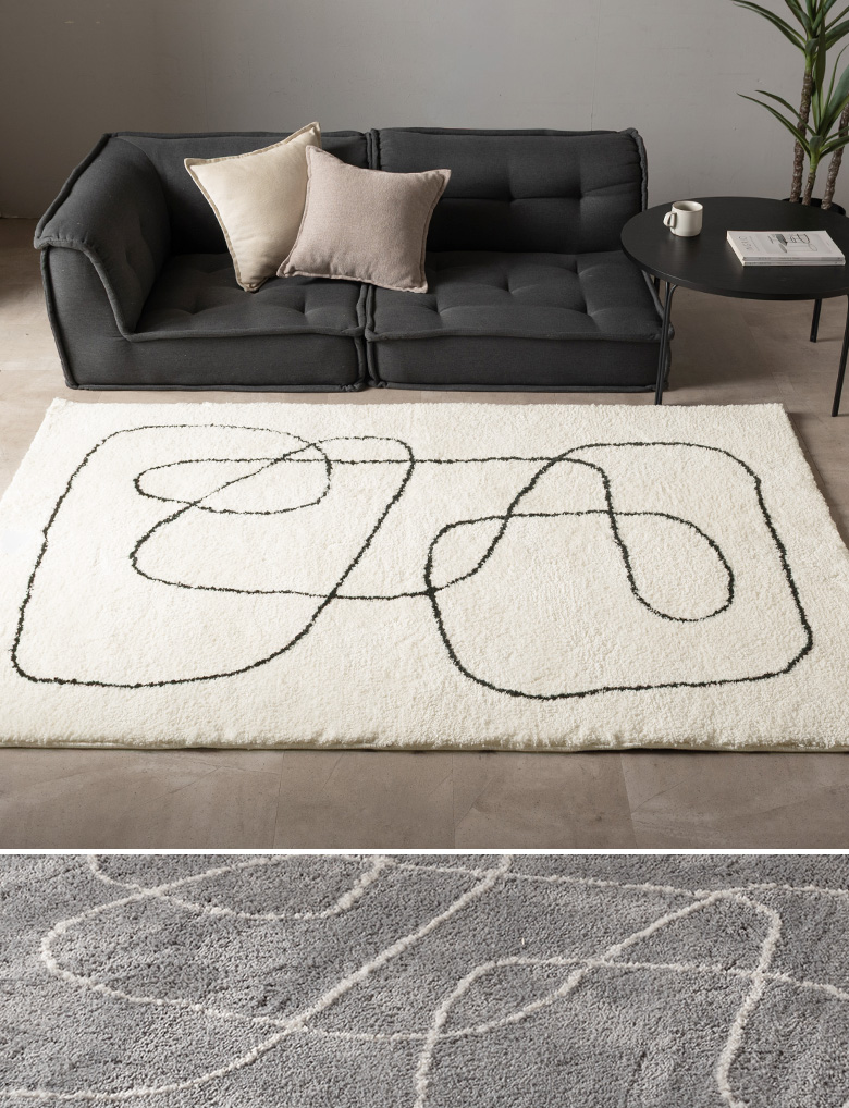 洗濯機で丸洗いOK！極上の肌触りとボリューム感が魅力のマイクロファイバーデザインラグ