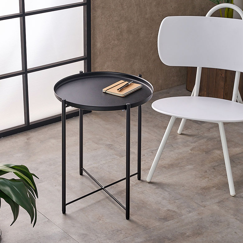 【新品】 サイドテーブル　オシャレ　ソファ　組み立て簡単　部屋飾り　テーブル　ナイトテーブル　スチール