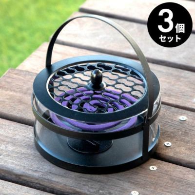 ☆★3個セット★☆ガラス蚊遣り＆専用フタセット[set3-61912]【 蚊やり 蚊取り線香ケース 蚊取り線香ホルダー フタ おしゃれ 蚊取り 男前 塩系 西海岸 ELEMENTS エレメンツ 】