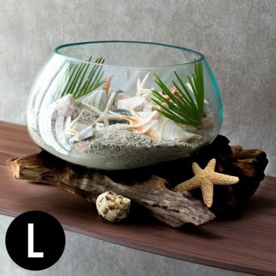ガラスと流木のプランターオブジェ Lサイズ(12162) 【生活雑貨のELEMENTS本店】