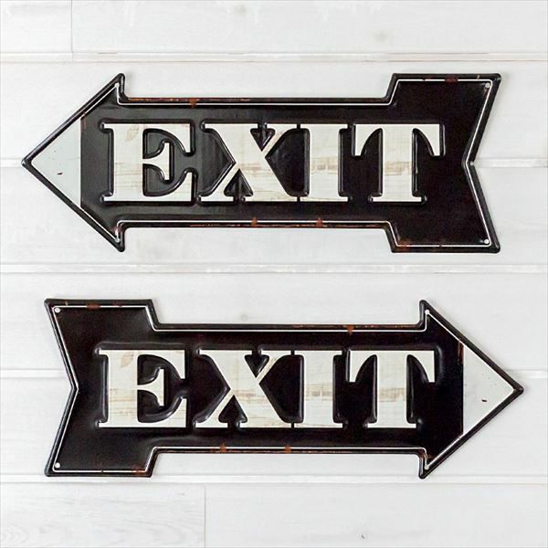 EXIT】ヴィンテージ風 サインボード(65240)【生活雑貨のELEMENTS本店