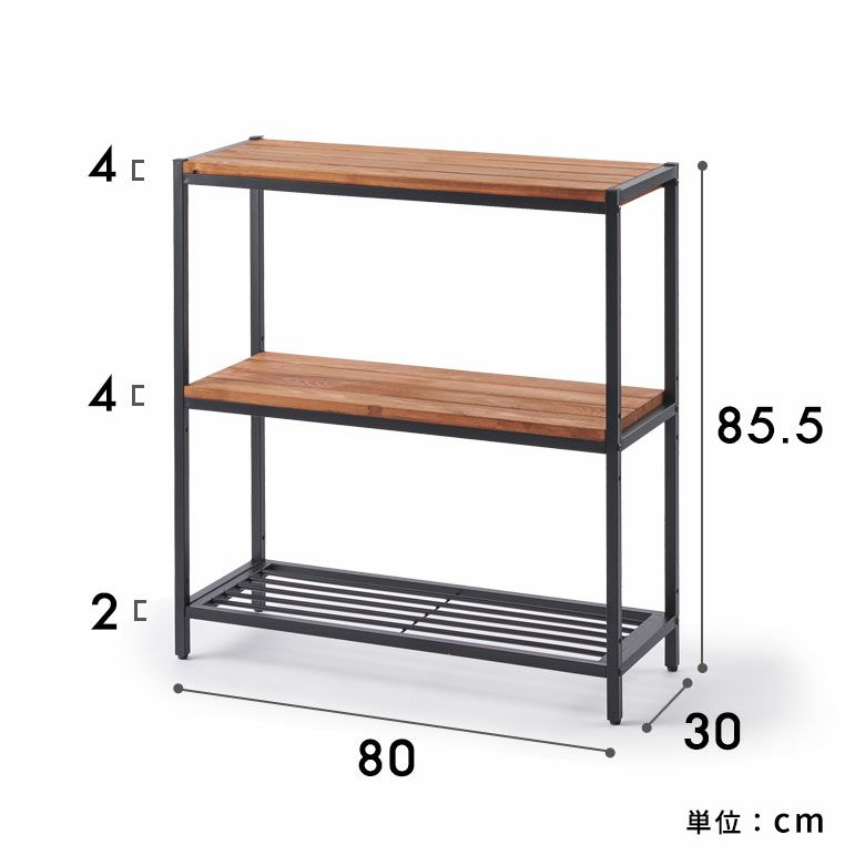 シェルフ木製アイアンフレーム3段シェルフ(63020)アンティーク調幅80北欧おしゃれ無垢材アイアンシェルフディスプレイテレビ台テレビボードＴＶボードＴＶ台棚収納棚オープンラックスチールラック家具書棚キャビネット塩系インテリア男前西海岸