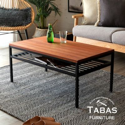 コーヒーテーブル ローテーブル アイアン フレーム テーブル ブラウン ブラック 約 W 90cm D 50cm H 41cm TABAS タバス ソファテーブル センターテーブル リビングテーブル 木製 おしゃれ 北欧 無垢材 スチール ノー