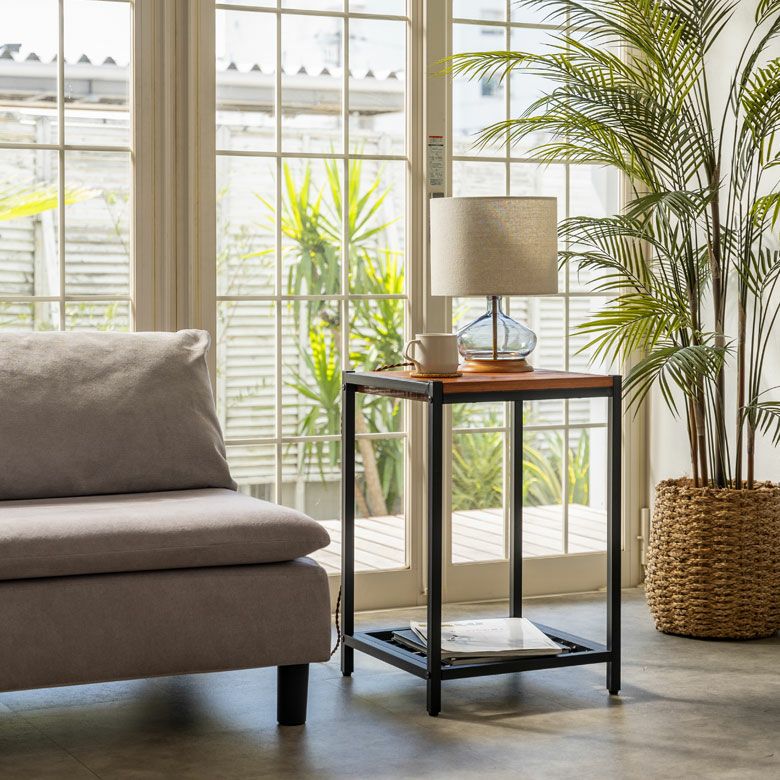 アイアンフレーム 唯一無二 木目模様 サイドテーブル