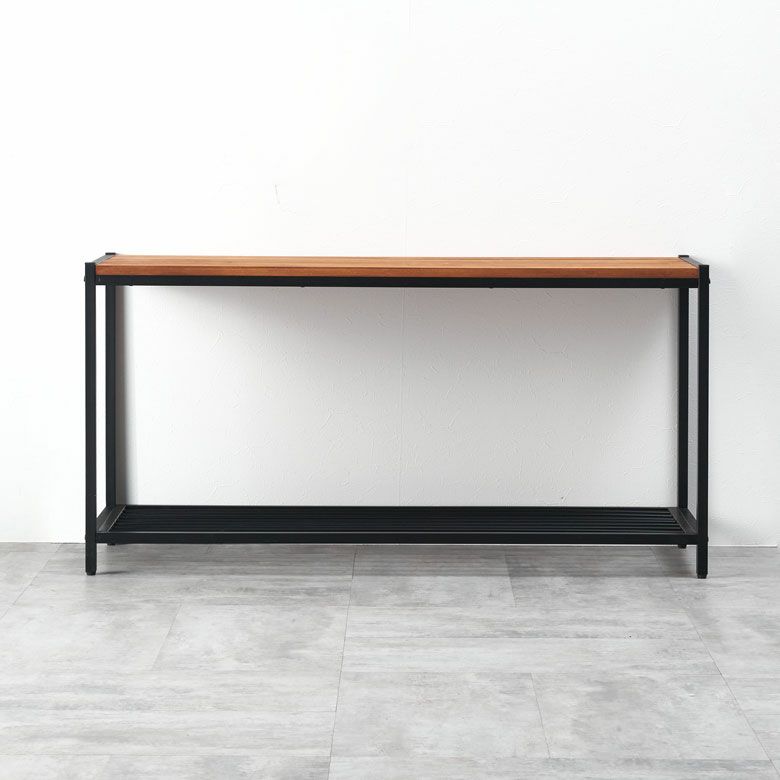 アイアンフレームローシェルフ(63080)タバスTABASシリーズシェルフ木製アンティーク調ラック棚2段木製棚テレビボードＴＶボードテレビ台ＴＶ台本棚レコード台DJ台塩系インテリア男前西海岸スチール無垢材シンプル