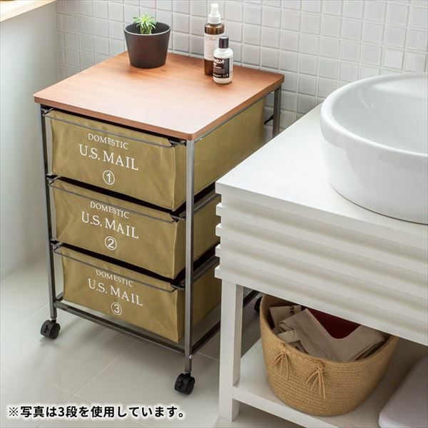 3色展開】インダストリアルなチェストワゴン 4段 (91039)【生活