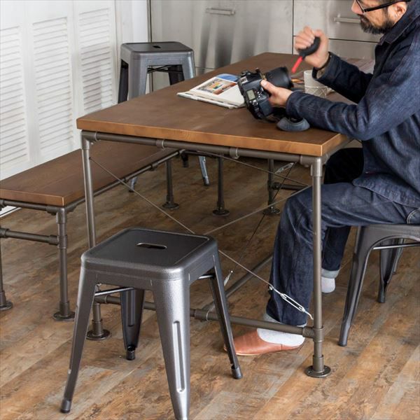 組み立て品】配管デザインのダイニングテーブル(91079)ベアシリーズ