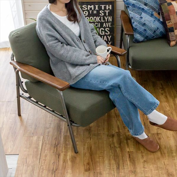 SETTLA IRONFRAME アームチェア 91105 グリーン　廃盤品 セトラシリーズ アームソファ［ミリタリー］(91105)【生活雑貨の