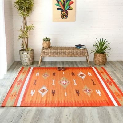 コットンキリムラグ[Mサイズ]200×200cm[Gタイプ](31330)【生活雑貨のELEMENTS本店】