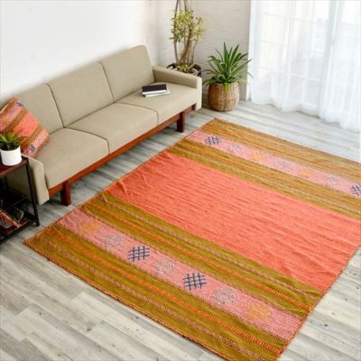 コットンキリムラグ[Lサイズ]200×250cm[Eタイプ](31410)【生活雑貨のELEMENTS本店】