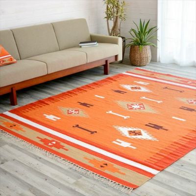 コットンキリムラグ[Lサイズ]200×250cm[Gタイプ](31430)【生活雑貨のELEMENTS本店】