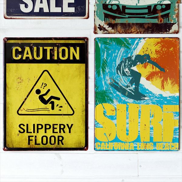 CAUTION】ヴィンテージ風 サインボード(65266)【生活雑貨のELEMENTS