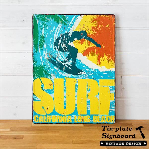 SURF】ヴィンテージ風 サインボード(65267)【生活雑貨のELEMENTS本店