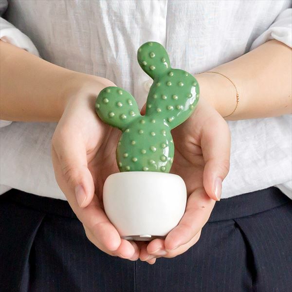 サボテン型のセラミック製オブジェ[ウチワサボテン](66070)【生活雑貨