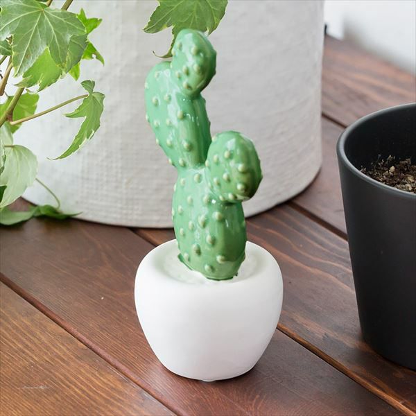 サボテン型のセラミック製オブジェ[ウチワサボテン](66070)【生活雑貨