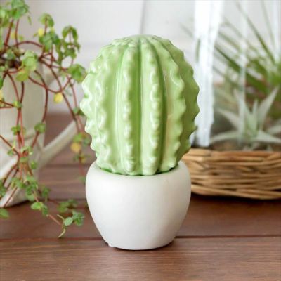 サボテン型のセラミック製 オブジェ [タマサボテン](66071) 【生活雑貨