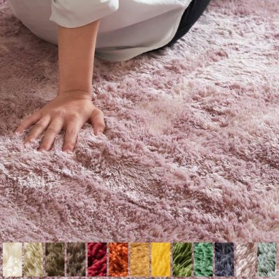 洗えるラグマット マイクロファイバーフラッフィラグカーペット[100cmx140cm]【生活雑貨のELEMENTS本店】