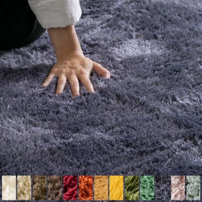 洗えるラグマット マイクロファイバーフラッフィラグカーペット[185cmx185cm]【生活雑貨のELEMENTS本店】