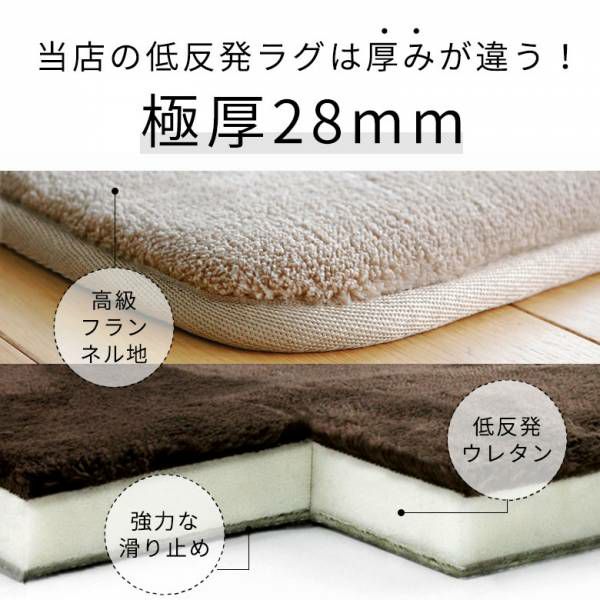 低反発ラグマット モフィネ 185cm円形 厚さ28mm。柔らかな円形