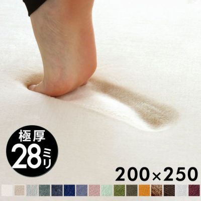 低反発ラグ ラグ ラグマット モフィネ 低反発 厚さ 28mm 約 200cm×250cm 長方形 床暖房 ホットカーペット 対応 可 滑り止め付き オールシーズン カーペット 絨毯 マット センターラグ 極厚 厚手 厚め 防音 遮音 お