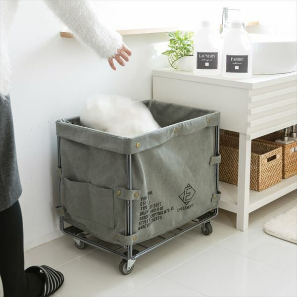 ユーティリティバスケット[グレー](66462) キャスター付き ランドリー