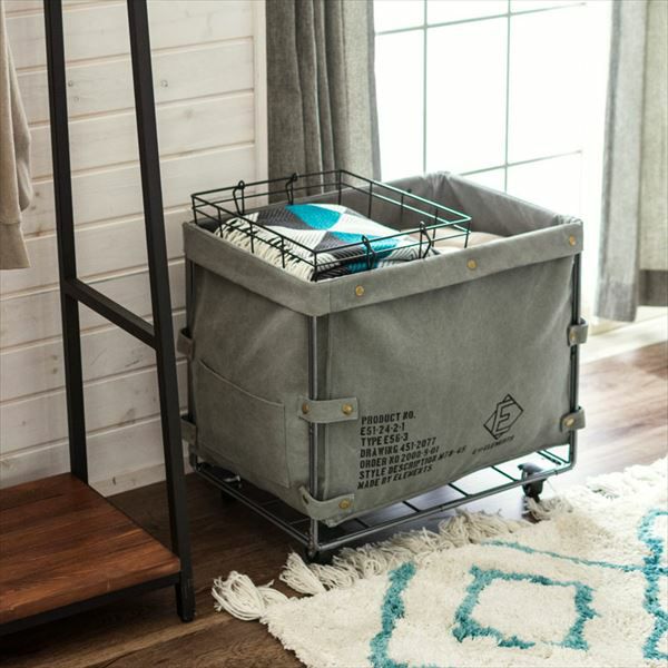 ユーティリティバスケット[グレー](66462) キャスター付き ランドリー