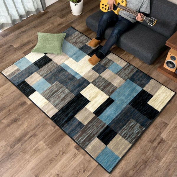 ラグ ラグマット 約130×190cm モザイク柄 パッチワーク柄 ラグ ラグマット 約130×190cm モザイク柄 パッチワーク柄