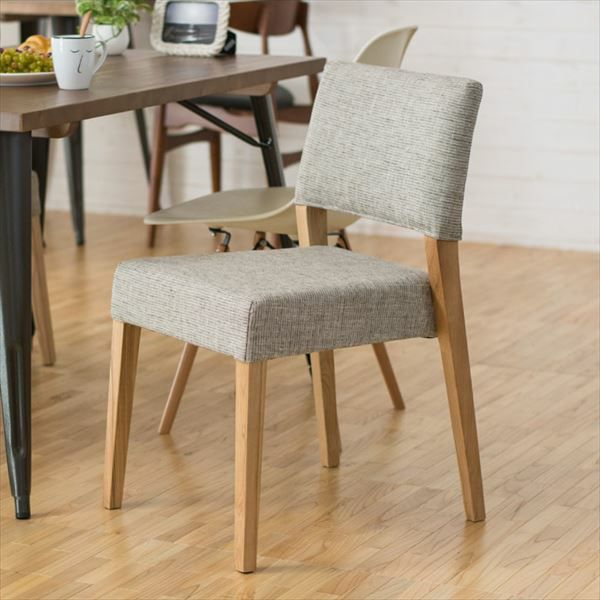 ダイニングチェア 木製 ファブリック スタッキング ナチュラル グレー