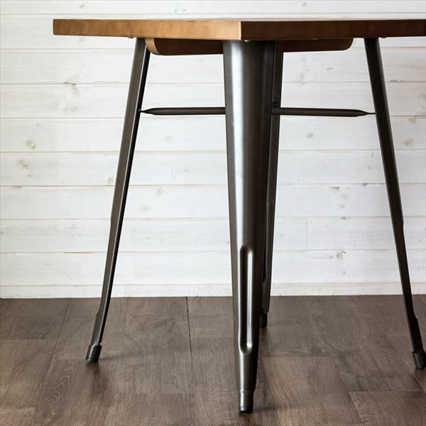 木製ブラウンテーブル スチール脚付き ダイニングテーブル 単品 長方形 120×75 テーブルのみ 4人掛けテーブル