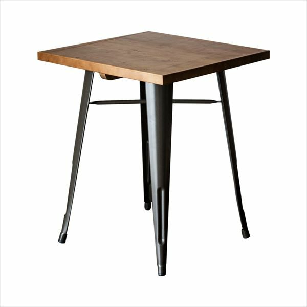 ダイニングテーブル 2人掛け 正方形 木製 スチール脚 幅60cm 高さ72cm