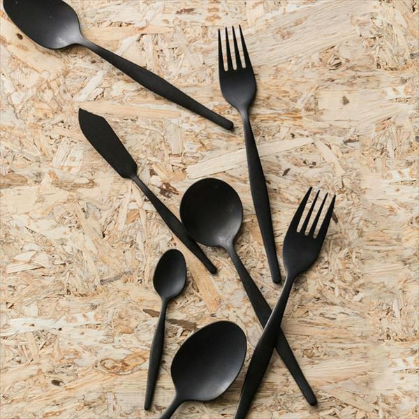 メール便対応】デザートフォーク マット 黒 つや消し [66669]【 Velino