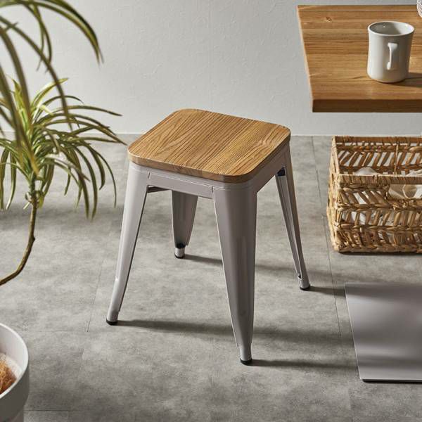 スツール 木製 椅子 スチール チェアー スタッキングチェア 完成品 黒