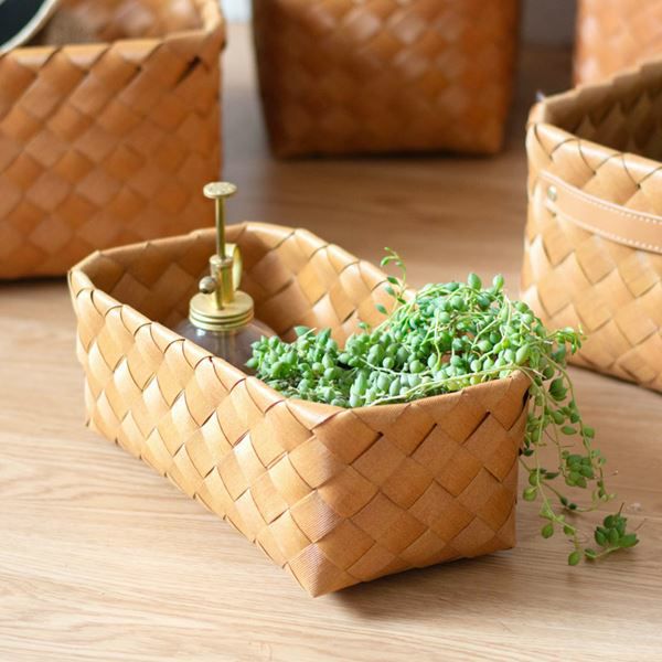 かご バスケット 収納 白樺風 28×15cm 浅型タイプ 収納 かご