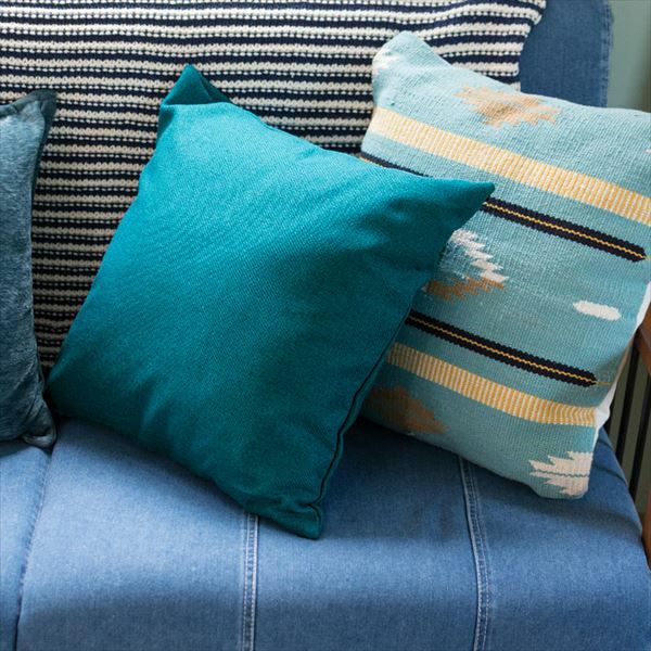 メール便対応】 クッションカバー 無地 ターコイズ色 約45×45cm 正方形