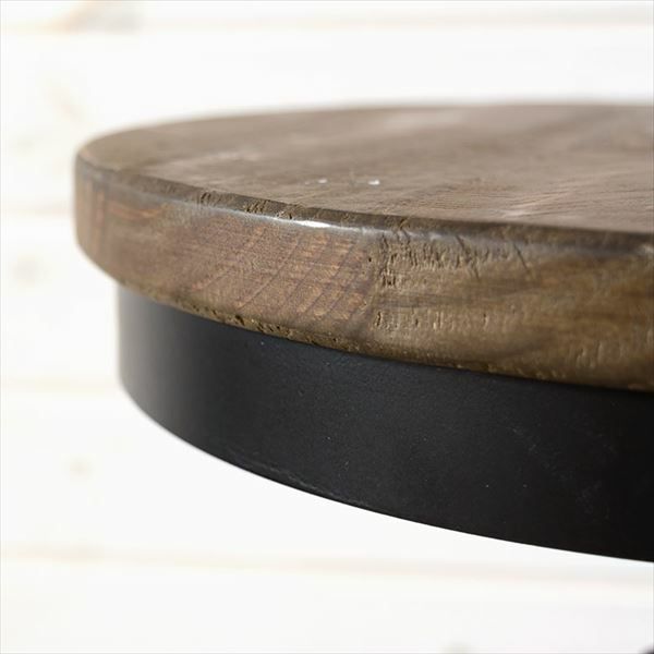 スツール 回転式 昇降式 アイアン 木製 ブラック 黒 足掛け付き [91332