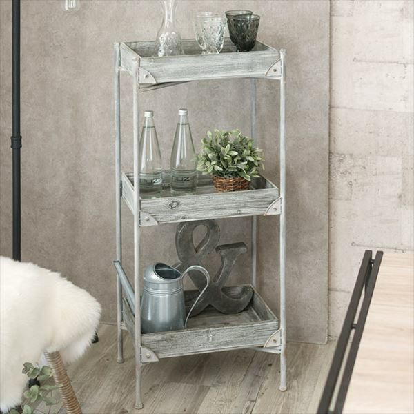 木製 アンティークテイスト 3段シェルフ ラック フレンチ クラシカル