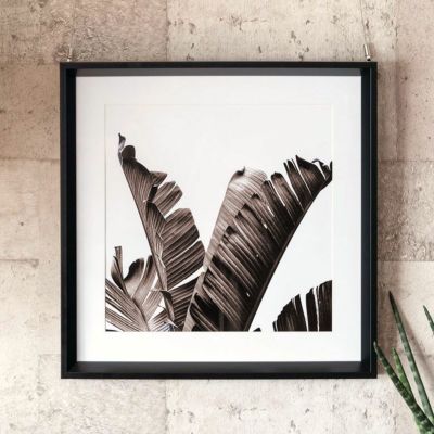 アートフレーム 壁掛け インテリア モノトーン リーフ 50×50cm アートポスター 絵画 額入り モノクロ 写真 おしゃれ 葉 ボタニカル アートパネル 壁飾り パームツリー ウォール フォト リビング 寝室 プリント 雑貨