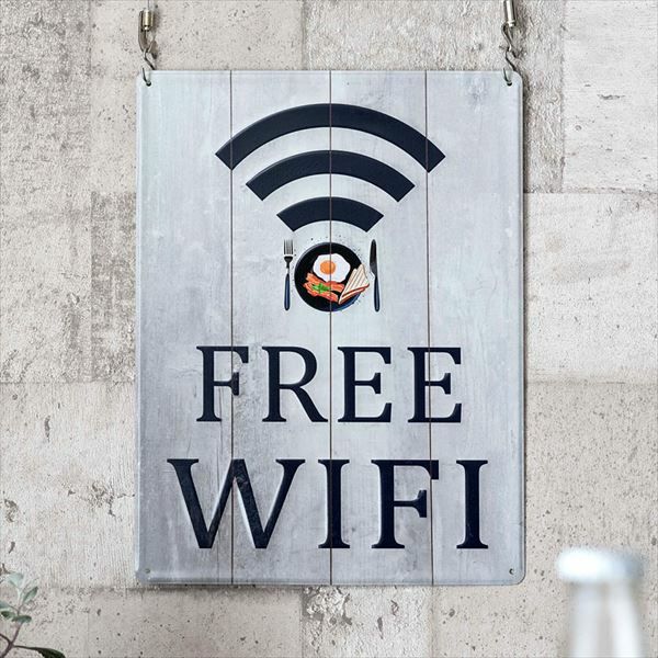 デザイン看板】Wi-Fi free 黒☆1000種☆WiFi フリー ワイファイ
