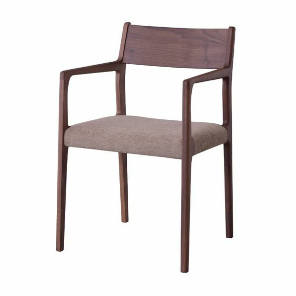 ダイニングチェア 肘付き 天然木 ファブリック ウォールナット [91224