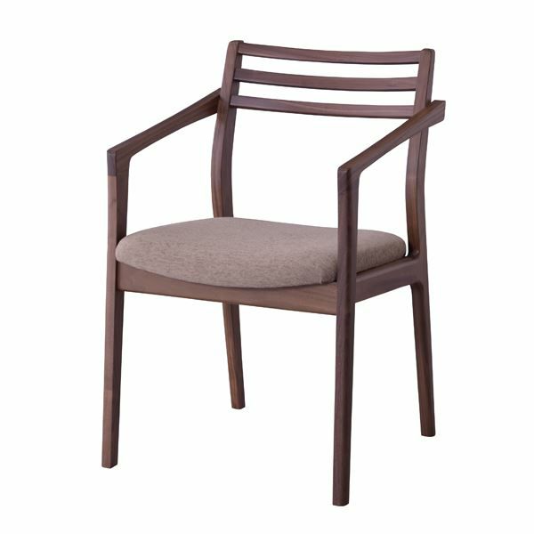 ダイニングチェア 肘付き 天然木 ファブリック ウォールナット [91224