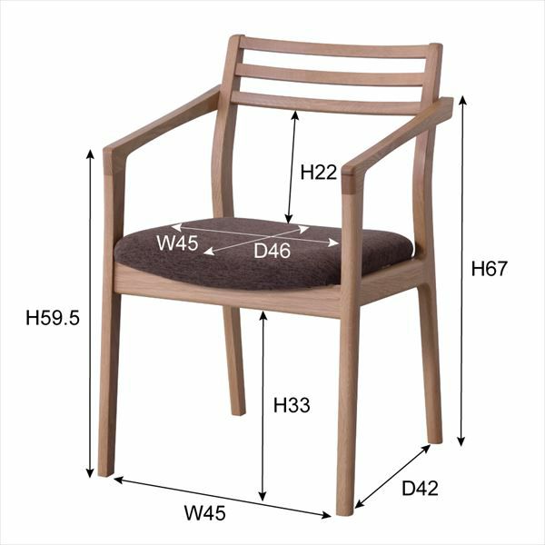 ダイニングチェア 肘付き 天然木 ファブリック ウォールナット [91224
