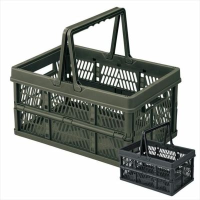 フォールディング収納ボックス 折りたたみ スタッキング 幅38cm   [91281-bk-91281-gr]【 バスケット 収納バスケット かご 買い物かご 折りたたみコンテナ 収納ケース ランドリーバスケット 】
